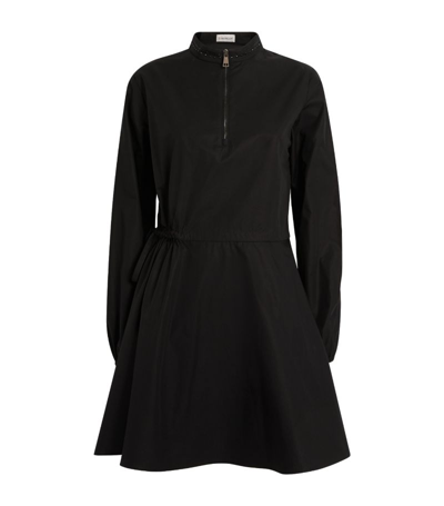 Shop Moncler Quarter-zip Mini Dress In Black