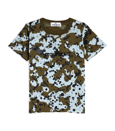 Shop Stone Island Junior Cotton Camouflage T-shirt (4-14 Years) In Green