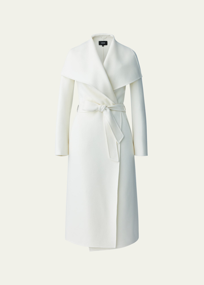 Shop Mackage Mai Wool Belted Wrap Coat In Cream