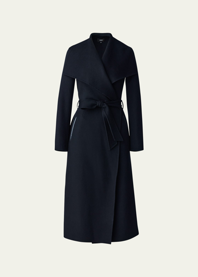 Shop Mackage Mai Wool Belted Wrap Coat In Black
