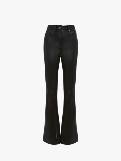 Shop Jw Anderson Bootcut Leather Trousers In Black