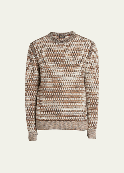 Shop Loro Piana Men's Mancora Cashmere Knit Crewneck Sweater In Saddle Brown