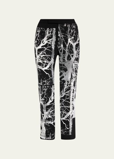 Shop Libertine Midnight Forest Printed Narrow Trousers In Black