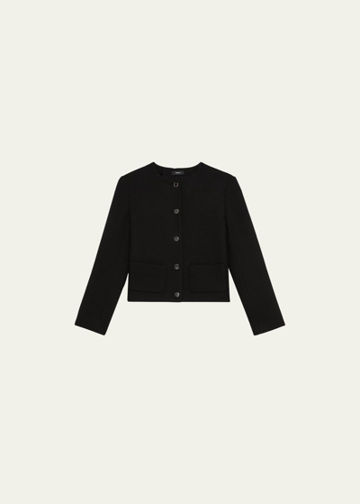 Shop Theory Holiday Tweed Cropped Jacket In Blk