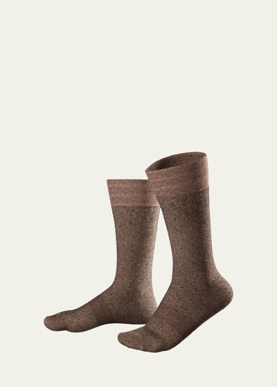 Shop Marcoliani Men's Tweed Mid-calf Socks In 258 Cappuccino