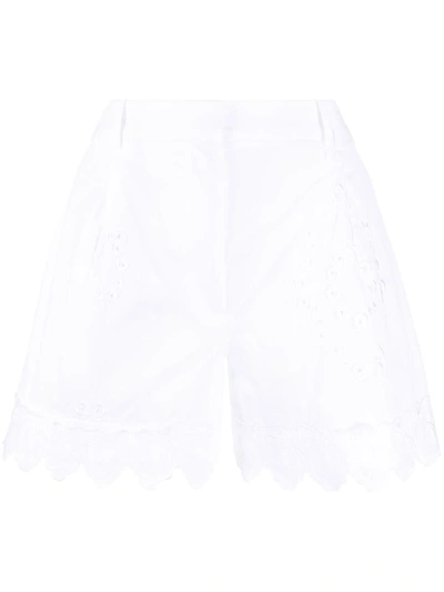 Shop Simone Rocha Embroidered Cotton Shorts In White