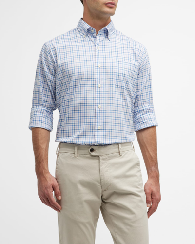 Shop Peter Millar Men's Noland Cotton-stretch Sport Shirt In Atl Blue