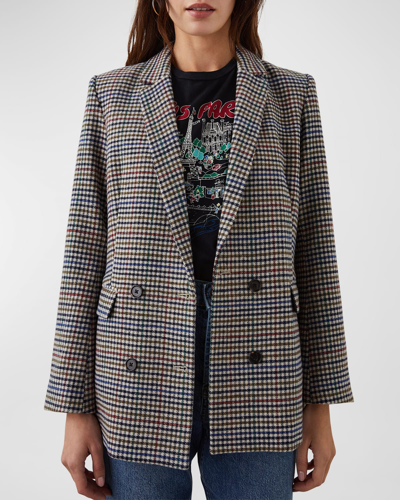 Shop Rails Jac Double-breasted Plaid Blazer In Cardinal Pine Mul