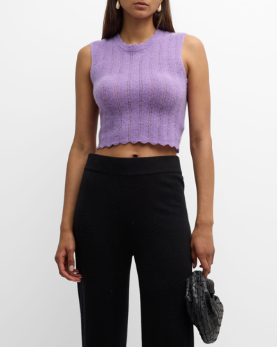 Shop Naadam Cashmere Scalloped Crop Top In Lilac