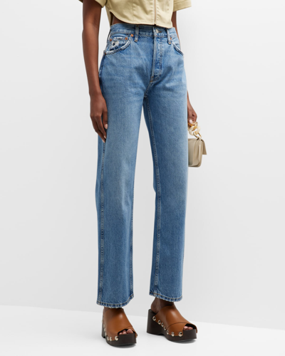 Shop Re/done High-rise Loose Rigid Straight-leg Jeans In Blue
