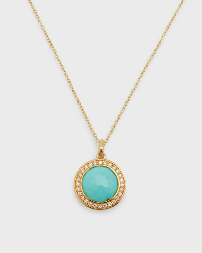 Shop Ippolita Small Pendant Necklace In 18k Gold With Diamonds In Turquoise