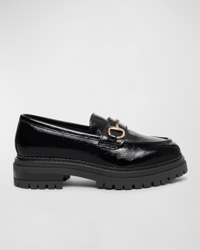 Shop Nerogiardini Leather Bit Strap Loafers In Black Pat