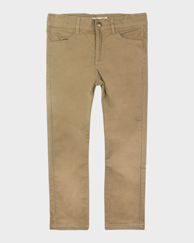Shop Appaman Boy's Twill Skinny Pants In Beige