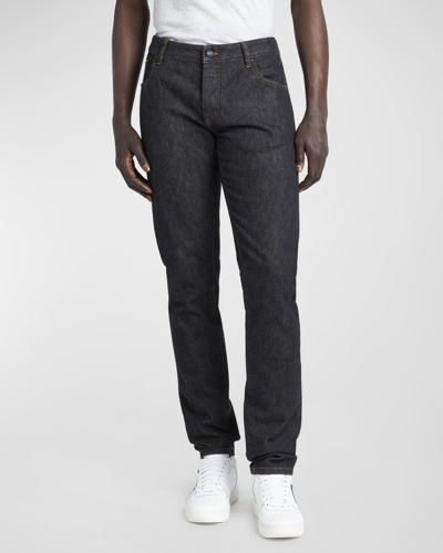 Shop Knt Men's Slim Fit 5-pocket Jeans In Dark Blue