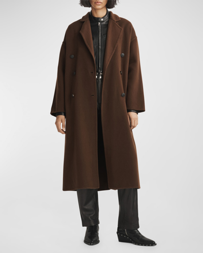Shop Rag & Bone Thea Italian Wool Splittable Coat In Dark Brown