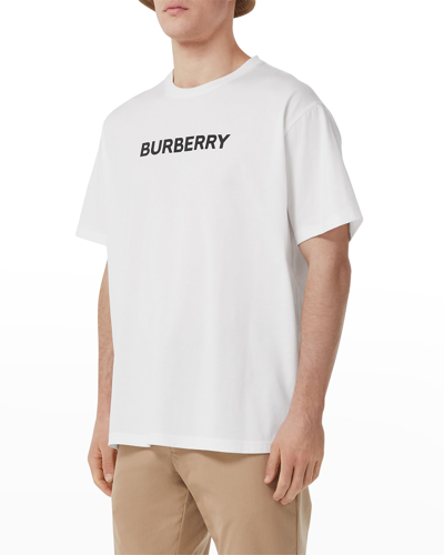 Shop Burberry Men's Harriston Logo T-shirt In White