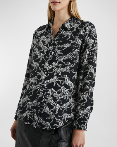 Shop Rails Kate Lynx-printed Silk Shirt In Black Lynx