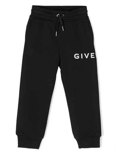 Shop Givenchy Black Cotton Blend Track Pants In Nero