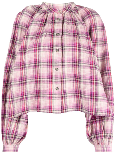 Shop Marant Etoile Pink Blandine Checked Shirt