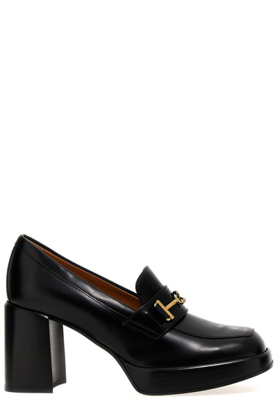 Shop Tod's Chain Detailed Heeled Pumps In Black