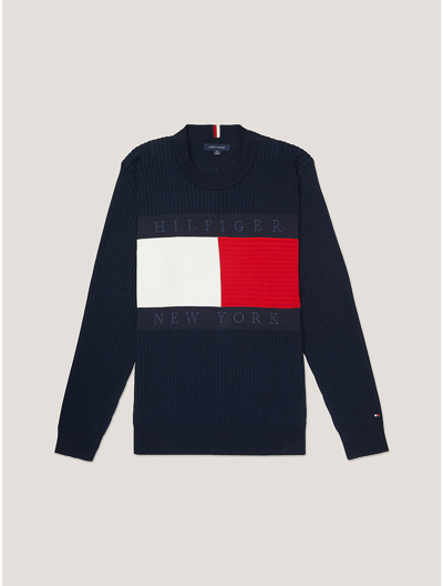 Tommy Hilfiger Flag Logo Sweater In Desert Sky/red/white/blue | ModeSens