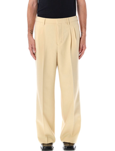 Shop Ami Alexandre Mattiussi Ami Flared Straight Fit Trousers In Yellow