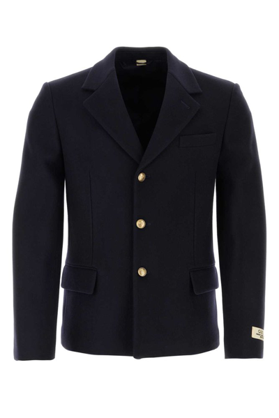 Shop Gucci Single Breasted Tailored Blazer In Navy