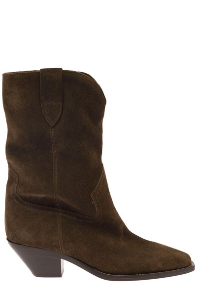 Shop Isabel Marant Dahope Pointed Toe Boots In Green
