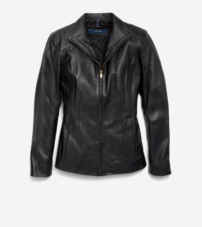 Shop Cole Haan Wing Collar Leather Jacket