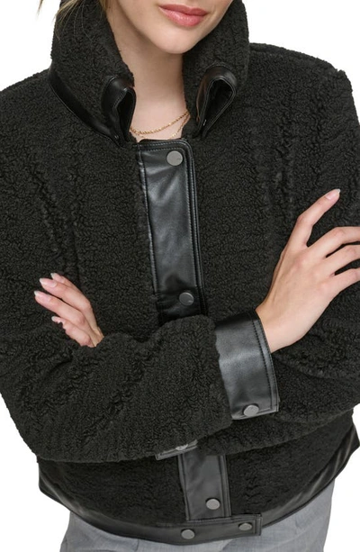 Andrew Marc Zepita Faux Shearling Bomber Jacket In Black