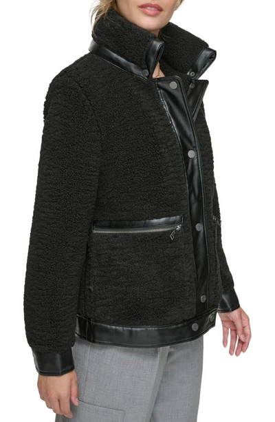Andrew Marc Zepita Faux Shearling Bomber Jacket In Black