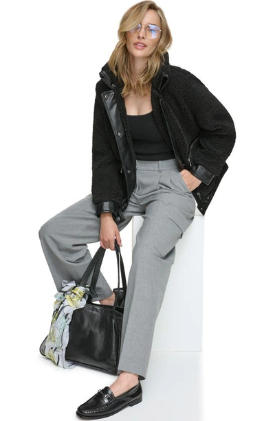Andrew Marc Zepita Faux Shearling Bomber Jacket In Black