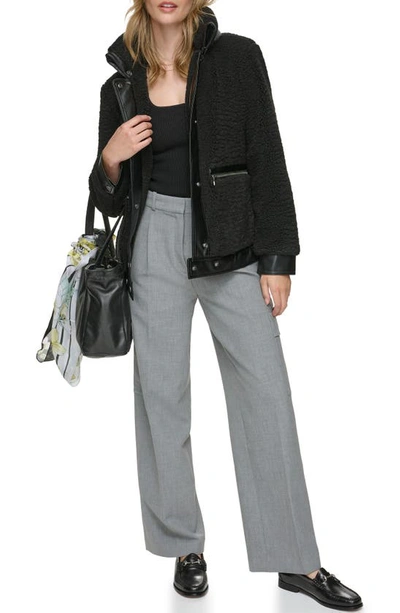 Andrew Marc Zepita Faux Shearling Bomber Jacket In Black
