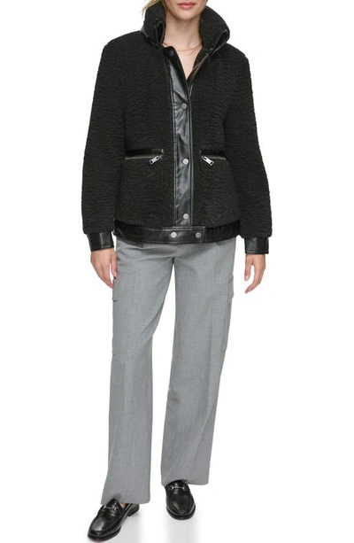 Andrew Marc Zepita Faux Shearling Bomber Jacket In Black