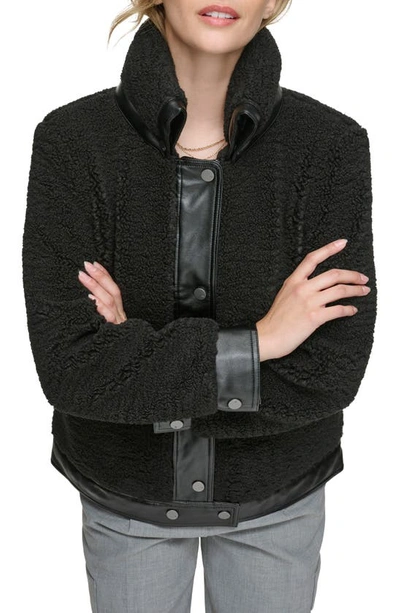 Andrew Marc Zepita Faux Shearling Bomber Jacket In Black