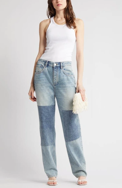 Ag Clove Patched High Waist Relaxed Straight Leg Jeans In Nomad