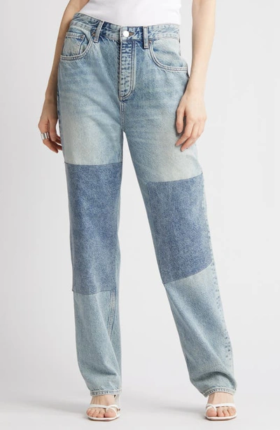 Ag Clove Patched High Waist Relaxed Straight Leg Jeans In Nomad