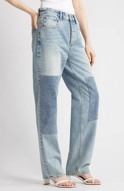 Ag Clove Patched High Waist Relaxed Straight Leg Jeans In Nomad
