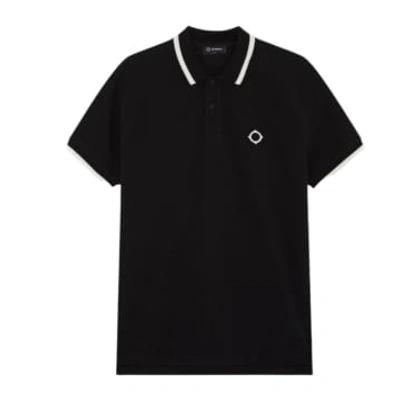 Shop Ma.strum Ss Block Tipped Polo In Black