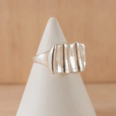 Shop Hannah Bourn Silver The Scallop Imprint Ring In Metallic