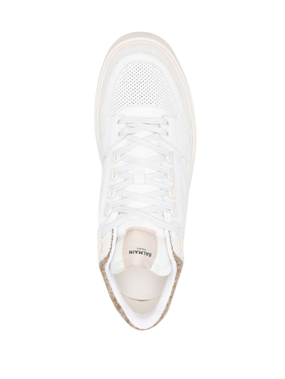Shop Balmain B-court Mid-top Sneakers In White