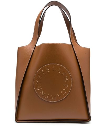 Shop Stella Mccartney Perforated-logo Tote Bag In Brown