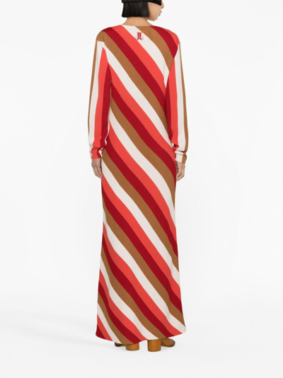 Shop La Doublej Swing Striped Knit Maxi Dress In Red