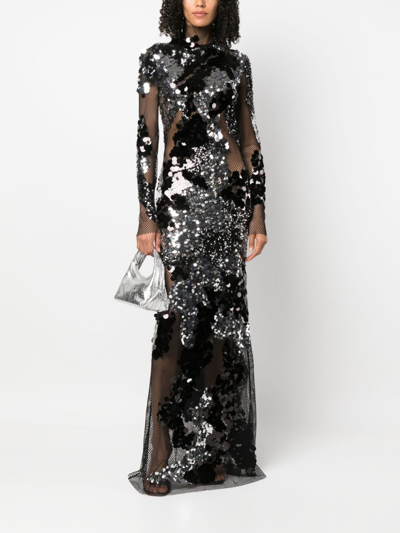 Shop Tom Ford Sequin-embellished Fishnet Dress In Black