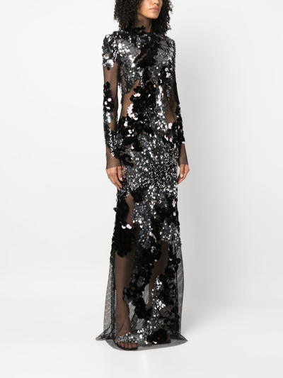 Shop Tom Ford Sequin-embellished Fishnet Dress In Black