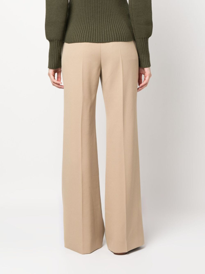Shop Chloé Flared Off-centre Fastening Trousers In Neutrals