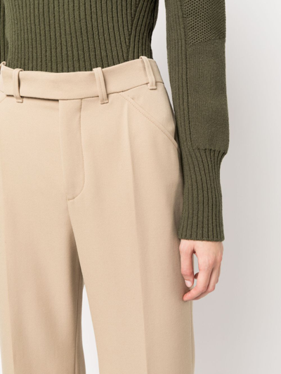 Shop Chloé Flared Off-centre Fastening Trousers In Neutrals