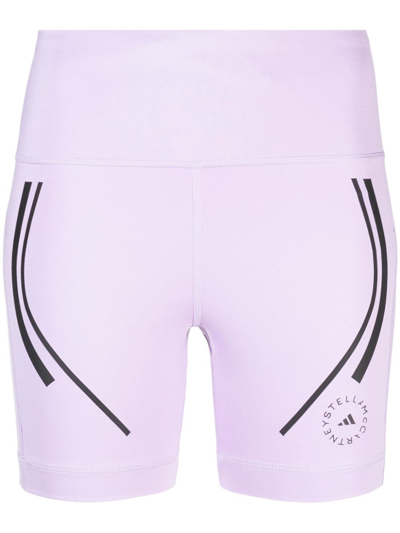 Shop Adidas By Stella Mccartney Truepace Stripe-detail Cycling Shorts In 紫色