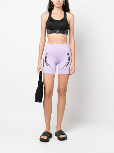 Shop Adidas By Stella Mccartney Truepace Stripe-detail Cycling Shorts In 紫色