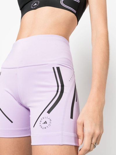 Shop Adidas By Stella Mccartney Truepace Stripe-detail Cycling Shorts In 紫色